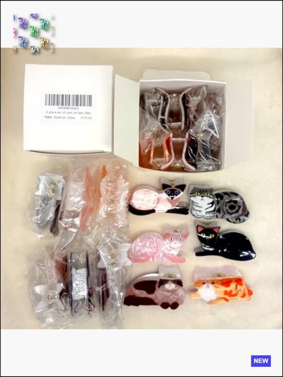 6-Piece Cat Hair Claw Clips Set Cute Animal Barrettes for Women main image 4